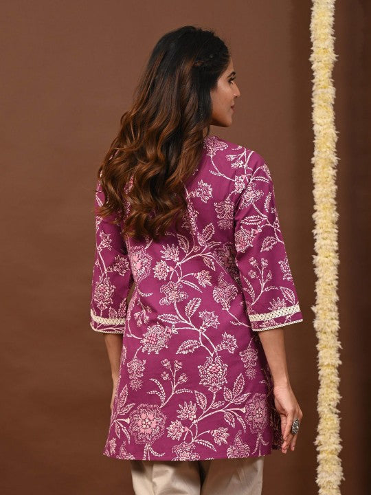 Women Floral Printed Pure Cotton Kurti