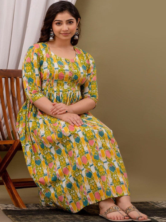 Women Printed Cotton Feeding Maternity Kurti