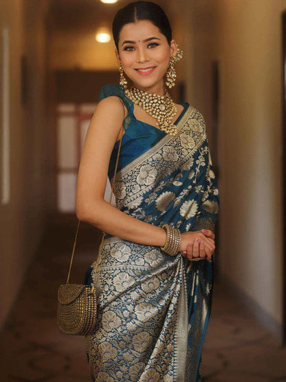 Ethnic Motifs Zari Banarasi Saree
